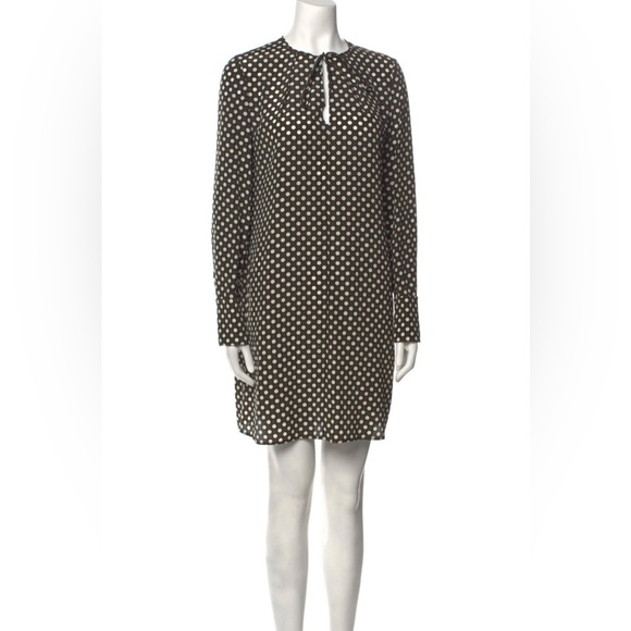 DIANE VON FURSTENBERG Silk Polka Dotted Shift Dress with Keyhole Detail Size 2 - Picture 3 of 10